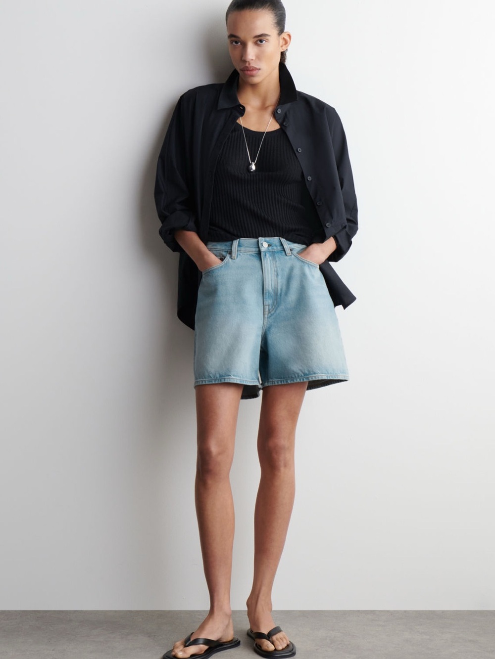 COS Light Blue Denim Bermuda Shorts